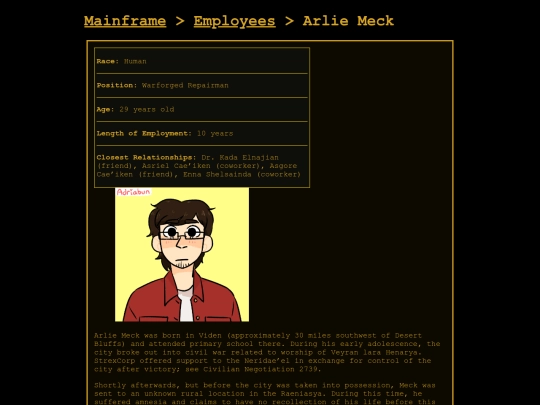 strexmainframe/employees/arlie_meck screenshot