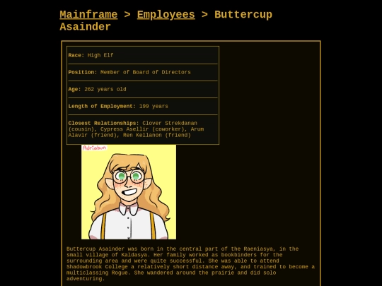 strexmainframe/employees/buttercup_asainder screenshot