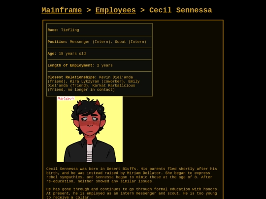 strexmainframe/employees/cecil_sennessa screenshot