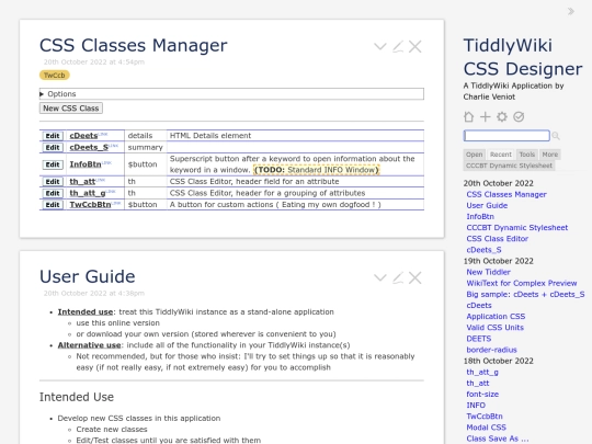 TiddlyWiki Projects/TwCssDesigner screenshot