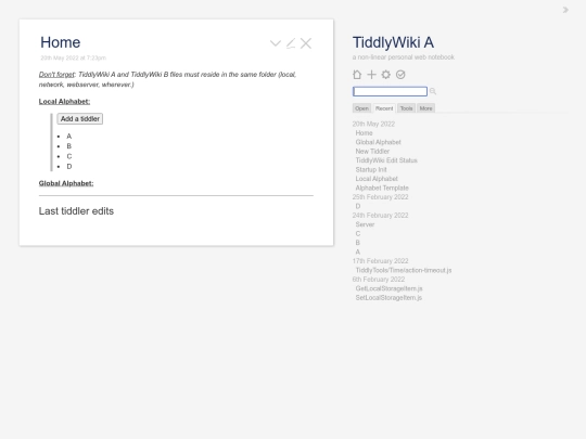 peer-to-peer/TiddlyWikiA screenshot