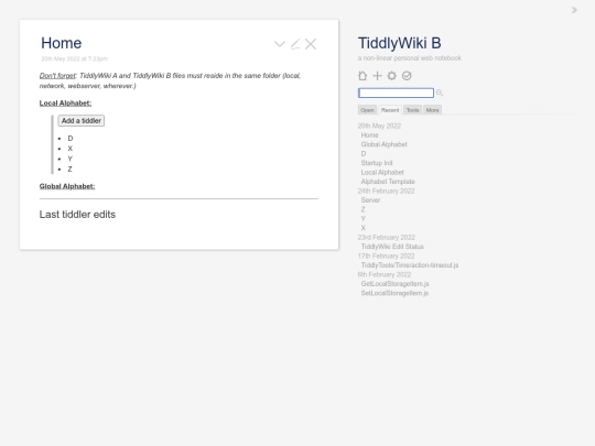 peer-to-peer/TiddlyWikiB screenshot