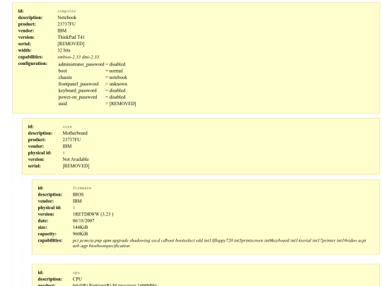 pages/t41_lshw screenshot