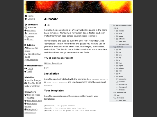 software/autosite screenshot
