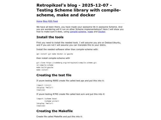 blog/2025-12-07 - Testing Scheme library with compile-scheme, make and docker screenshot