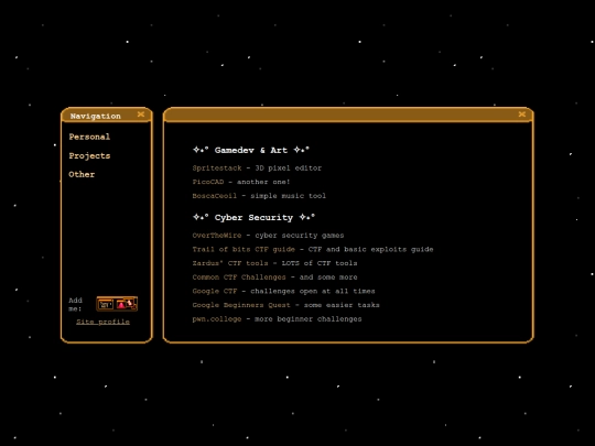 links screenshot