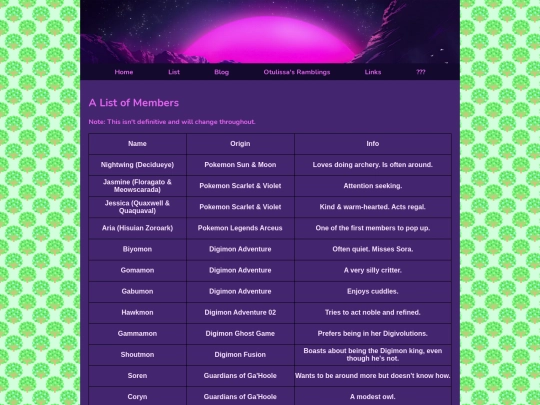 list screenshot