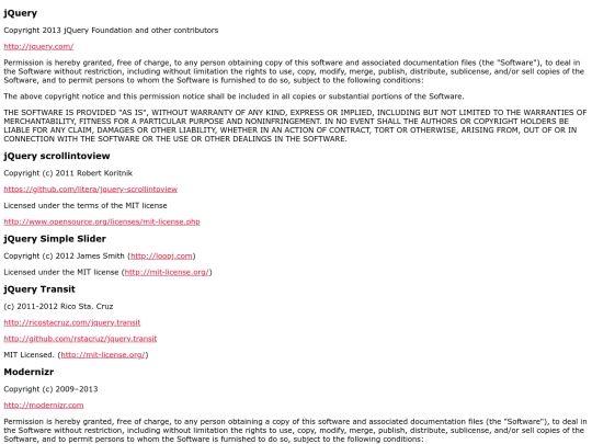 licenses screenshot