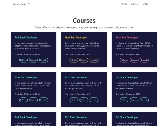 courses screenshot