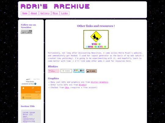 pages/links screenshot