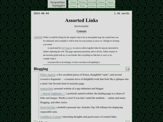 links screenshot