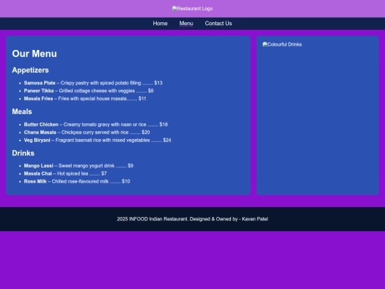 menu screenshot