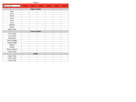 scorecards-assignment/scorecard-yahtzee screenshot