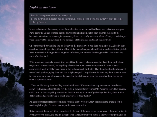 writing/snow screenshot