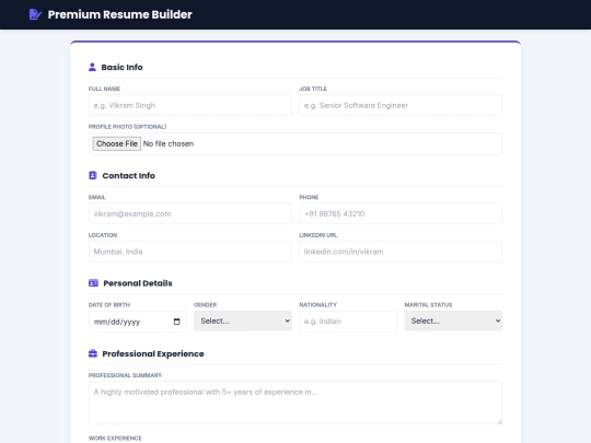 resumebuilder screenshot