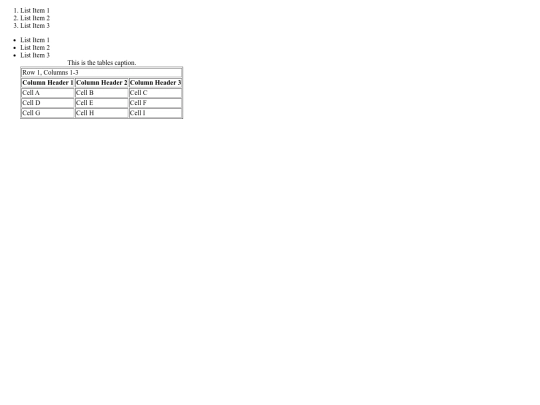Lists and columns screenshot