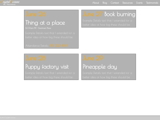 events screenshot