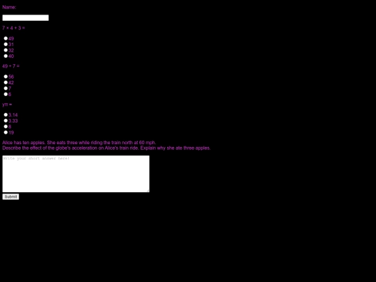 math-test screenshot