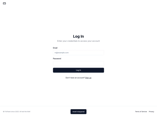 fixpanel/login screenshot