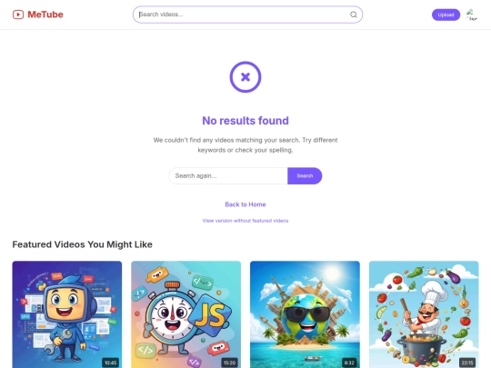 metube/no-results-with-featured screenshot