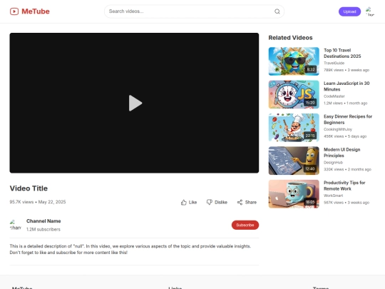 metube/video-player screenshot