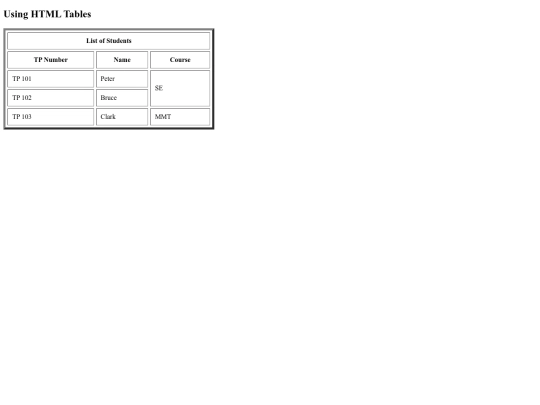 tables screenshot