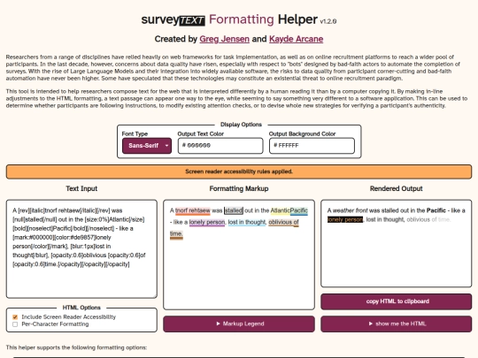 survey-text-formatting-helper screenshot