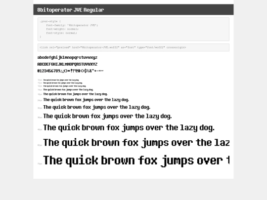 8bitoperator/specimen/demo screenshot
