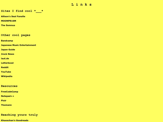 links screenshot