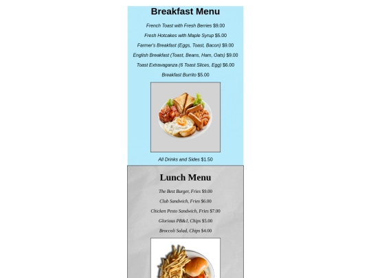 restaurantmenu screenshot