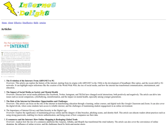 Internet delight/Articles screenshot