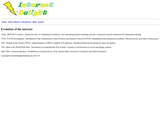 Internet delight/about/Evolution-Of-The-Internet screenshot