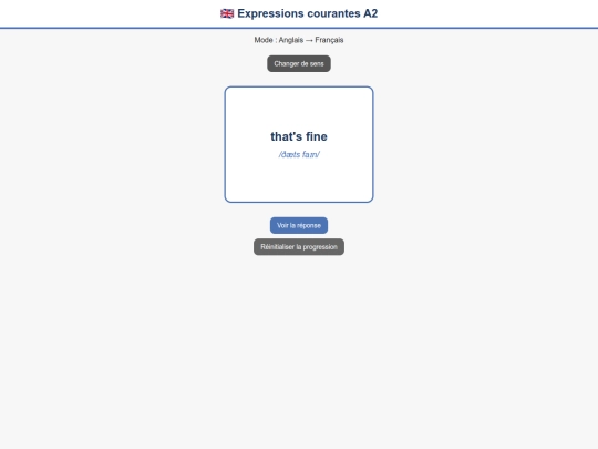 Flashcard/Anglais_A2/Anglais_Francais_A2_Expressions_courantes screenshot