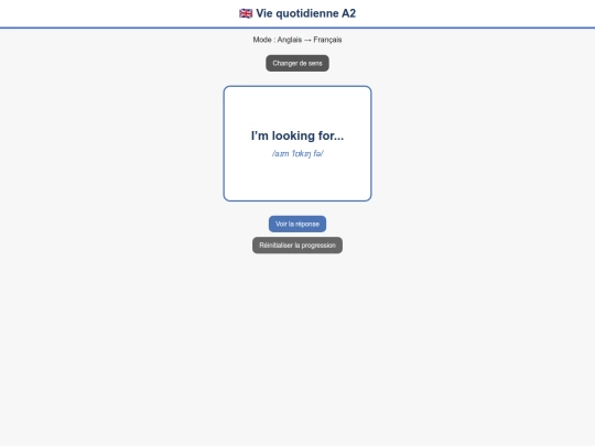 Flashcard/Anglais_A2/Anglais_Francais_A2_Vie_quotidienne screenshot