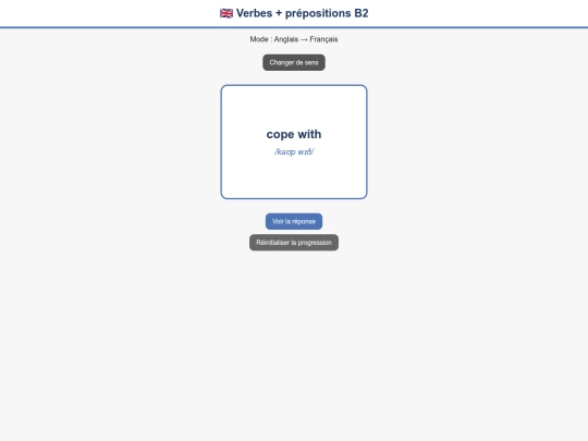 Flashcard/Anglais_B2/Anglais_Francais_B2_Verbes_preposition screenshot