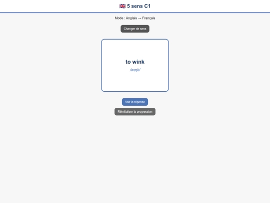 Flashcard/Anglais_C1/Anglais_Francais_C1_5_sens screenshot