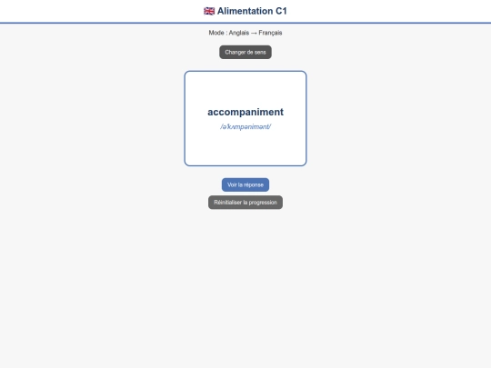 Flashcard/Anglais_C1/Anglais_Francais_C1_Alimentation screenshot