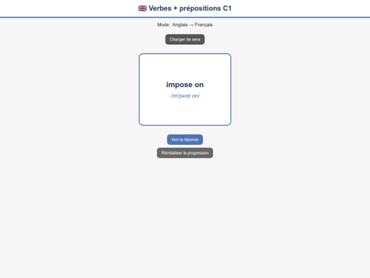 Flashcard/Anglais_C1/Anglais_Francais_C1_Verbes_Preposition screenshot