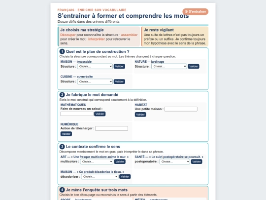 Francais/Francais_N1/Vocabulaire_Formation_mots_EntrainementN1 screenshot