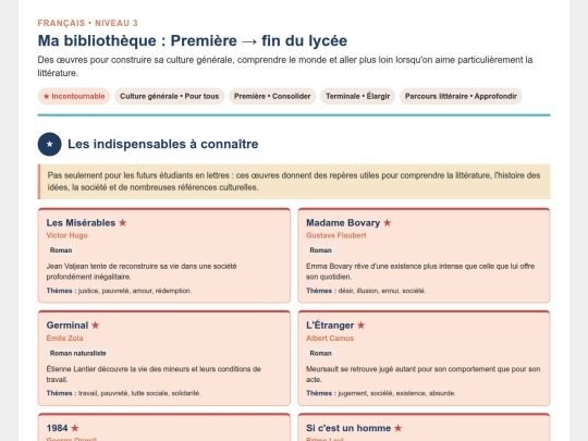 Francais/Francais_N3/Livres_a_lire_N3 screenshot