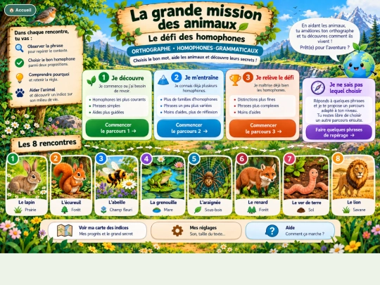 Francais/Orthographe/la-grande-mission-des-animaux screenshot