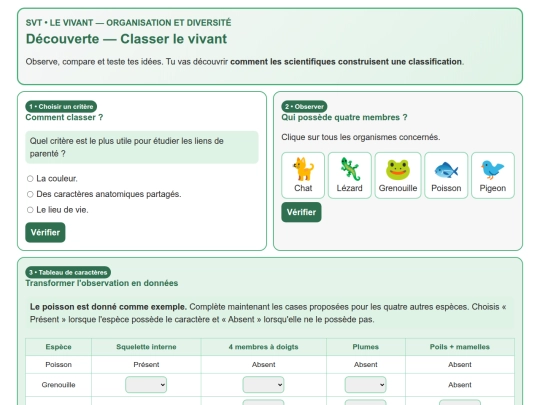 SVT/SVT_N1/Vivant_Classer_le_vivant_DecouverteN1 screenshot