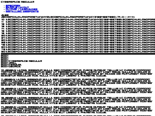 fonts/cyberspace-demo screenshot