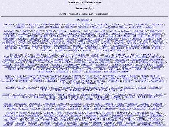 genealogy/driver/surnames screenshot