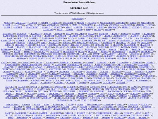 genealogy/gibbons/surnames screenshot