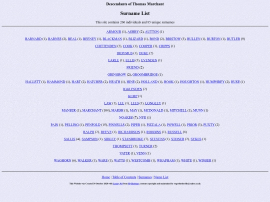 genealogy/marchant/surnames screenshot