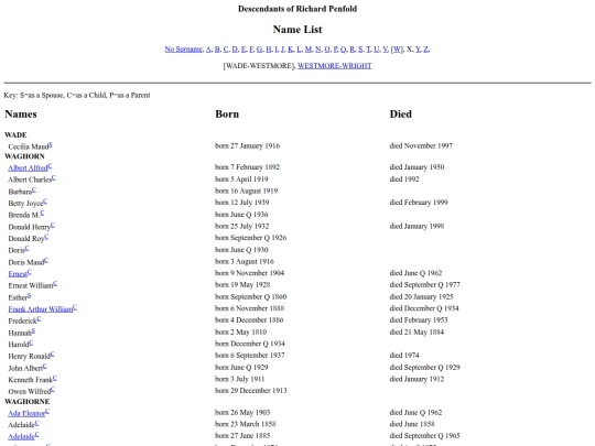 genealogy/penfold/names30 screenshot