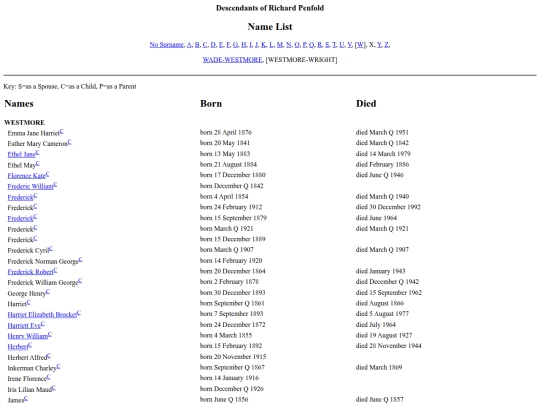 genealogy/penfold/names31 screenshot