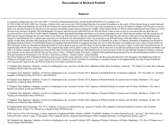 genealogy/penfold/sources screenshot