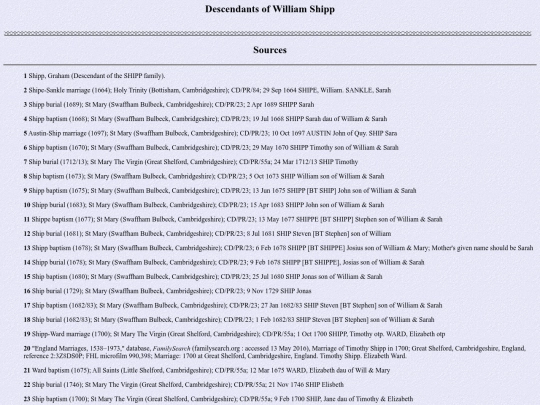 genealogy/shipp/sources screenshot